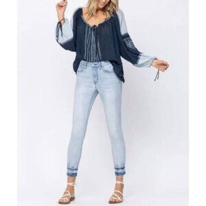 Judy Blue Colby Skinny Fit Released Hem Jeans